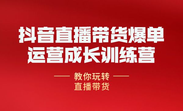 抖音直播带货爆单运营成长训练营，教你玩转直播带货-178分享