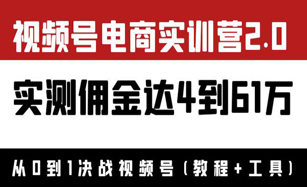 外面收费1900×视频号电商实训营2.0：实测佣金达4到61万（教程+工具）_wwz