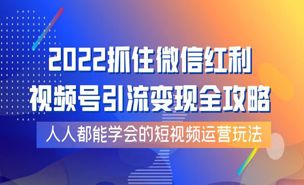 2022抓住微信红利，视频号引流变现全攻略，人人都能学会的短视频运营玩法_wwz