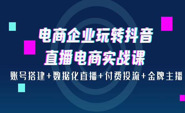 电商企业玩转抖音直播电商实战课：账号搭建+数据化直播+付费投流+金牌主播_wwz