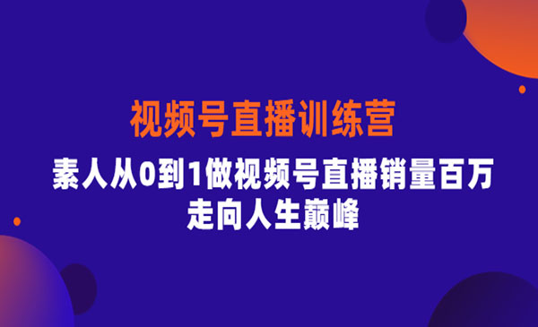 视频号直播训练营，素人从0到1做视频号直播销量百万，走向人生巅峰_wwz