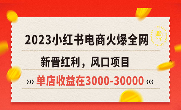 2023小红书电商风口项目新晋红利，单店收益在3000-30000！