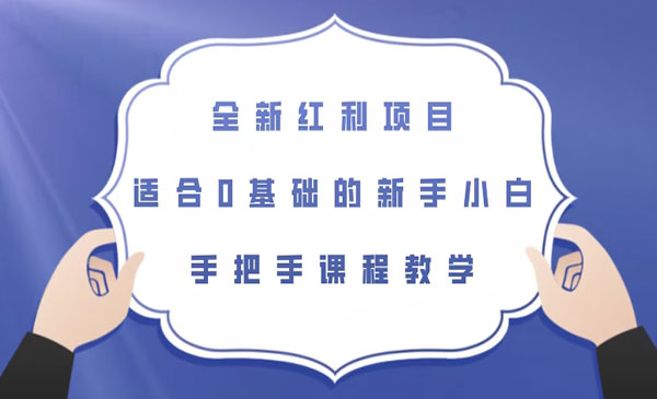《全新红利项目》适合0基础的新手小白，手把手课程教学