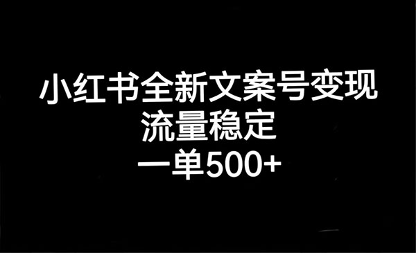《小红书全新文案号变现》流量稳定，一单收入500+